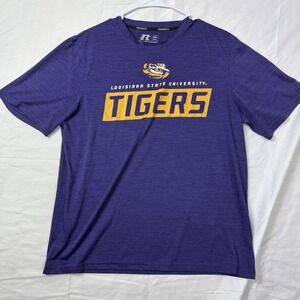 LSU Tigers Football T-Shirt‎ Russell Athletics Men's Size M NCAA Stretch